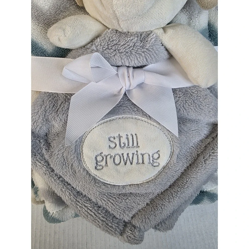 Baby‎ Gear Grey Tan Puppy Dog Still Growing Lovey Chevron Stripe Blanket Set NEW